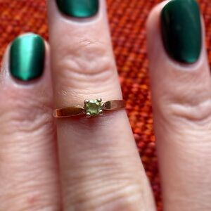 Solid 10k Gold Peridot Dainty Ring